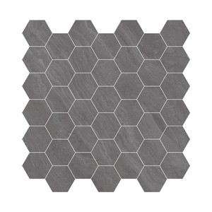Slate Grey Vibe Stone Finish 48mm Hexagon <b>Mosaic</b> Tiles Full Body Ceramic Porcelain for Modern Interior & Exterior Wall Floor Use - Product Image 1