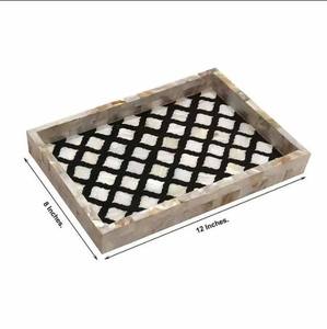 Plateau de service moderne fait main en nacre, personnalisé, avec incrustation d'os, mobilier en bois floral rétractable pour la décoration de la maison et de mariage - Product Image 4