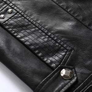 Chaqueta de moto de piel sintética para hombre Traje de carreras de invierno de cuero de motocicleta de moda informal con cremallera superior - Product Image 5