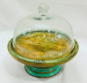 Dôme en verre transparent avec plateau de Base en bois poignée Cloche cloche pot gâteau vitrine pièce maîtresse de table pour Dessert fromage pâtisseries - Product Image 4