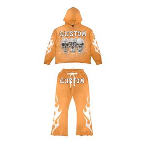 ชุดวอร์ม2ชิ้นสำหรับผู้หญิงชุดออกกำลังกายผ้าฟลีซผ้าฝ้ายสีขาวมีโลโก้ตามสั่ง - Product Image 4