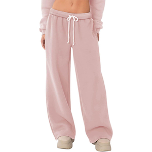 Pantalones de chándal holgados en blanco 450 Gsm Color sólido pierna recta personalizado bordado polar hombres grueso polar Joggers para mujeres - Product Image 1
