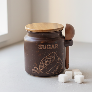 Premium Quality 3460989SB Nordic Design DURABLE PORCELAIN CANISTER WOOD LID &WOOD SPOON - Product Image 3