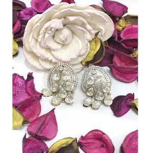 Exclusive Silver Finish Zircon Stones <b>Earrings</b> with Stone Look for Women & Girls-Evening Events & Party Wear Fashion - Product Image 1