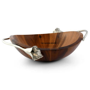 Style Dish Serving Big Bowl for Weddings and Dinners for Restaurants Premium Golden Plated Flower Branch Bowl Contemporary - Product Image 6