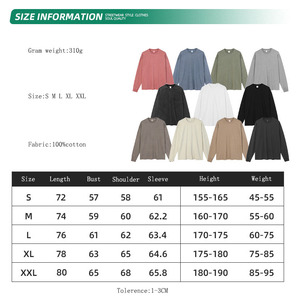 เสื้อยืดผ้าฝ้าย100% สีพื้นสำหรับผู้ชายย้อนยุค310กรัมฟอกสีได้ทรงหลวม - Product Image 2