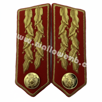 Écusson de col personnalisé de grade de lieutenant-général du Soudan du Sud, insignes d'officier brodés de haute qualité en fil de soie pour uniformes de service