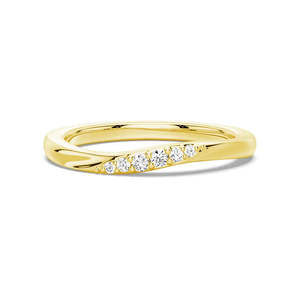 18K Gold Wedding Band with Round Cut Moissanite Diamond Elegant 18K Gold <b>Ring</b> - Product Image 1