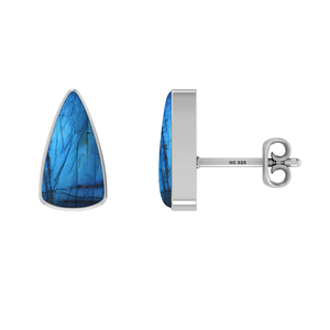 Pendientes de Plata de Ley 925 con Labradorita, Engaste de Bisel, Estilo Moderno, Joyería Hecha a Mano, Paquete de Regalo para Fiesta, Paquete de 3 - Product Image 1