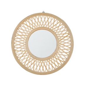 Espejo de pared decorativo de alta calidad hecho a mano, marco de mimbre de bambú de madera Vintage, diseño moderno, artesanías para el hogar para bodas - Product Image 1
