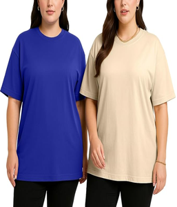 เสื้อยืดลำลองโอเวอร์ไซส์ของผู้หญิงเสื้อระบายอากาศได้ดีไซส์ใหญ่พิเศษเสื้อผ้าสตรีทแวร์ผ้าฝ้าย100% - Product Image 1