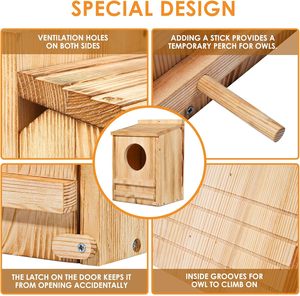 Custom Large Barn Owl House Owl Nesting Box Outside Wooden <strong>Nest</strong> House <strong>Bird</strong> Houses for Wildlife Barn Eastern Screech - Product Image 6