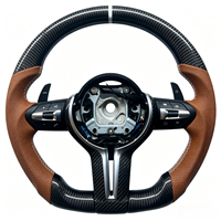 Volant en cuir brun à fond plat personnalisé en usine avec fibre de carbone pour BMW F10 F15 F20 F35 F18 F01 E90 E70 X5 X6 F30