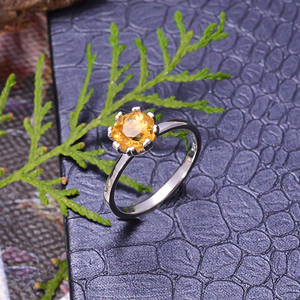November birthstone 2.1กรัมแหวนที่สวยงาม Citrine ธรรมชาติ92.5แหวนเงินแท้ดีไซน์เรียบง่ายล่าสุด - Product Image 4