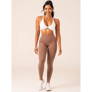 Respirant Moka NKD V Scrunch Leggings Haute Pli Sur Ceinture Avec V Forme Dos Active Wear Mode Gym Leggings Pour Les Femmes - Product Image 5