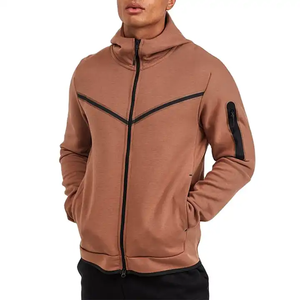 Custom Logo Fashion Streetwear Sports Cotton Polyester Color Block Tech Fleece Woven Full <b>Zip</b> Up Men <b>Hoodie</b> - Product Image 3