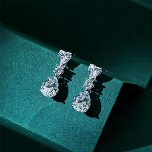 Jeulia Three Stone Multi-Shaped Sterling <b>Silver</b> <b>Drop</b> <b>Earrings</b> for Wedding - Product Image 4