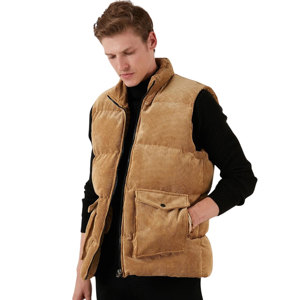 <b>Men</b> Outdoor Casual Stand Collar Padded <b>Vest</b> Coat Thick <b>Fleece</b> Lined Sleeveless Jacket Winter Warm Ribbed Quilted <b>Vest</b> - Product Image 5