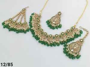 Ensemble indien traditionnel et à la mode plaqué or et long Mala avec boucles d'oreilles et collier combiné Maagtika pour femmes - Product Image 2