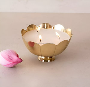 Royal Look Metal Flower Design Bowl Candle From Indian Manufacturer & Exporter - Product Image 5
