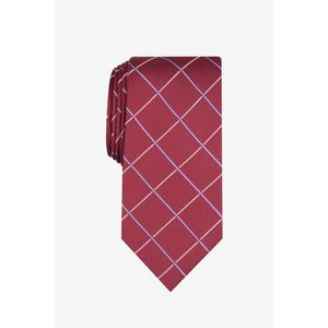 Cravatta da Uomo Canton Grid Tie Club Room Rossa con Stampa Floreale Jacquard, Logo Personalizzato, Stile Casual da Festa, Taglia Regolare, in Lana, Seta e Poliestere - Product Image 1