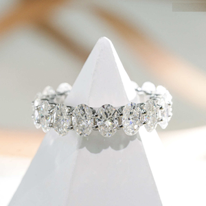 Anillo de Eternidad con Moissanita Real de Corte Ovalado de 3x4 mm, Anillo de Boda de Diamantes Completos para Mujer, Joyería de Moda de Lujo, Plata de Ley 925 Pura - Product Image 2