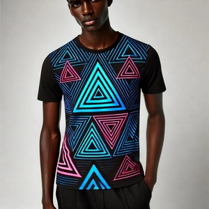 T-shirts pour hommes en coton 100% polyester, coupe classique, logo de marque imprimé, Ringers, légers, vierges, anti-boulochage, fabrication sur mesure - Product Image 2