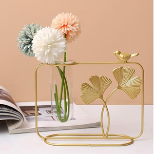 Vase de table élégant en aluminium plaqué or, design contemporain européen de luxe, décoration de mariage - Product Image 6