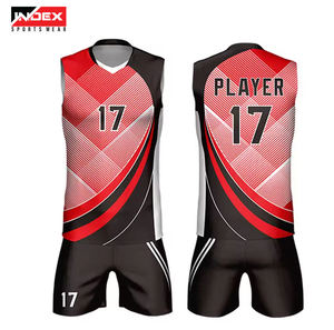 Ensemble de maillot de basket sublimé INDEX, rouge et noir, 17, col en V, sans manches, anti-humidité, uniforme athlétique unisexe - Product Image 3