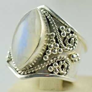 925 Sterling Silver Rainbow Moonstone <b>Statement</b> <b>Ring</b> Handmade Boho June Birthstone Jewelry Inlay Perfect Gift for Her Birthday - Product Image 2