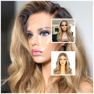 Perruque Remy 360 élégante avec base en dentelle suisse, teinte blonde miel - Product Image 1