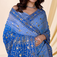 Saree Pesta Pernikahan Musim Dingin Wanita Berkualitas Tinggi, Bahan Lembut 100% Poliester/Sifon, Anti Kusut, Cepat Kering, Dapat Dibalik, Dapat Disesuaikan