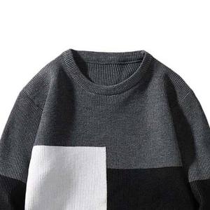 Mode personnalisé best-seller hommes pull Vintage haute rue tricoté unisexe pull vêtements pour hommes chandails couleur de contraste - Product Image 3