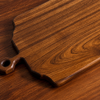 Planche à découper et à servir en bois massif naturel de forme irrégulière, avec poignée et trou de suspension, logo personnalisé, fabricant OEM, vente en gros