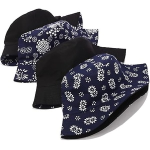 Hot Sale Spring Navy Blue Cotton <b>Bucket</b> <b>Hats</b> Floral Printed <b>Reversible</b> Fisherman <b>Bucket</b> <b>Hat</b> for Women - Product Image 5