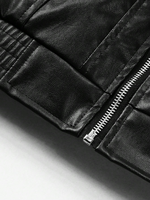 Blouson en cuir véritable respirant pour homme, style motard, col montant, tendance, pour l'hiver, en cuir de vachette, style urbain