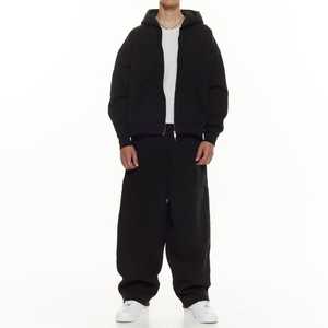 Conjunto Deportivo Informal Personalizado de Felpa Gruesa con Capucha y Cremallera, Pantalones Deportivos Holgados y Acampanados, Conjunto de Chándal para Hombre - Product Image 3