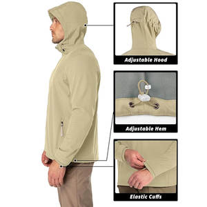 Veste Softshell Homme Style Vintage Ecologique Respirante Imperméable Col Montant Logo Avant Denim Coupe-Vent Hiver Décontracté - Product Image 5