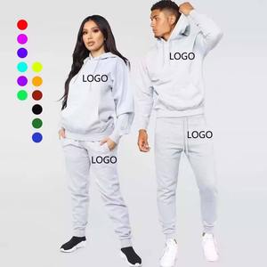 Trajes de dos piezas Unisex con logotipo personalizado de alta calidad, chándal de Color sólido, conjuntos de chándal para hombre, conjunto de ropa para mujer - Product Image 1