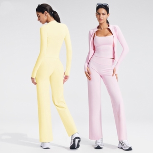 Veste pour femmes avec logo personnalisé, coupe ajustée, haut de sport, manches longues, fermeture éclair intégrale, vêtements de yoga actifs, vêtements de sport - Product Image 2