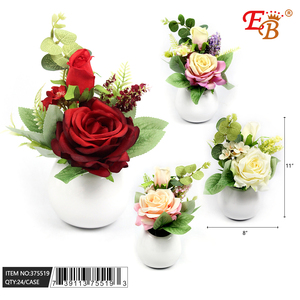 กระถางกุหลาบเทียมที่ได้รับการรับรอง UV 11 "ของประดับต้นไม้เขียวขจีเทียมมีประกันสูงป้องกันรังสี UV - Product Image 1