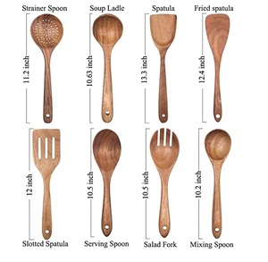 Ensemble de bols de service et de cuisine en bois fabriqué en Inde comprend un ensemble de serveurs à salade en bois - Product Image 6