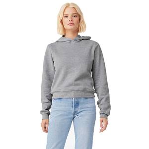 Sweat à capuche pour femme, premium, poids lourd, gris chiné, col rond, 100% coton molletonné, hiver, longueur standard, logo brodé imprimé en 3D - Product Image 3