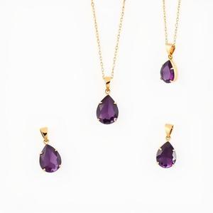 Chaîne Coffret en Argent Sterling 925 Plaqué Or 18k Grenat Naturel Pierre de Naissance Collier de Couple pour Femme - Product Image 5