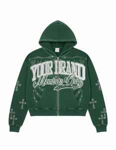 Sudaderas Personalizadas Vintage Bordadas con Pedrería, Estilo Urbano, Impresión Serigráfica, Lavado Ácido, Talla Grande, 100% Algodón, Alta Calidad para Hombre - Product Image 6