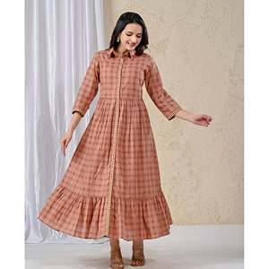 Vestido Largo Estampado de Algodón Color Durazno con Cintura Imperio, Transpirable, Estilo Casual Hippie para Fiesta, Sin Tirantes, Disponible en Tallas XS a 5XL, ODM - Product Image 6