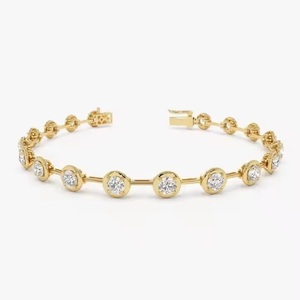 Mejor venta elegante lujo Moissanite diamante tenis pulsera oro amarillo corte redondo para las mujeres - Product Image 5