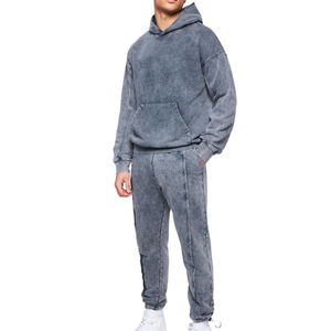 Nuevo Chándal de Invierno para Hombre, Tendencia, con Pedrería, Lavado Ácido, Color Sólido, 100% Algodón, Logotipo Totalmente Personalizado - Product Image 3