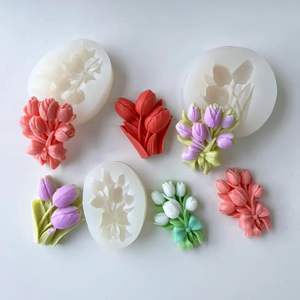 Tulipe Fondant Fleur Moule De Cuisson DIY Simulation Fleur Voiture Parfum Pierre Plâtre Silicone Moule - Product Image 3