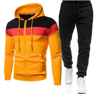 Conjunto de Dos Piezas para Hombre Otoño-Invierno, Sudadera con Capucha y Pantalones de Color Sólido, Chándal Deportivo Informal a la Moda con Función Cortavientos - Product Image 1